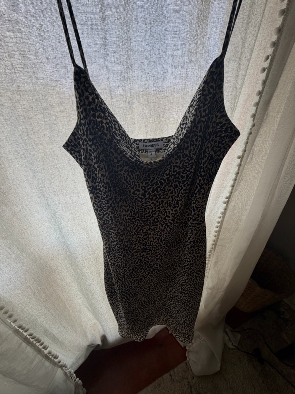 Express Leopard Print Slip Mini Dress in Black and Brown